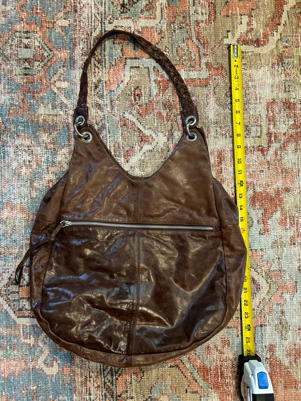 latico Brown Leather Hobo Bag with Braided Strap